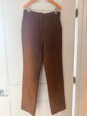 Brandon Maxwell Copper-Brown Textured Trousers